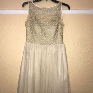 Gold Fit and Flare Semi Formal Dress